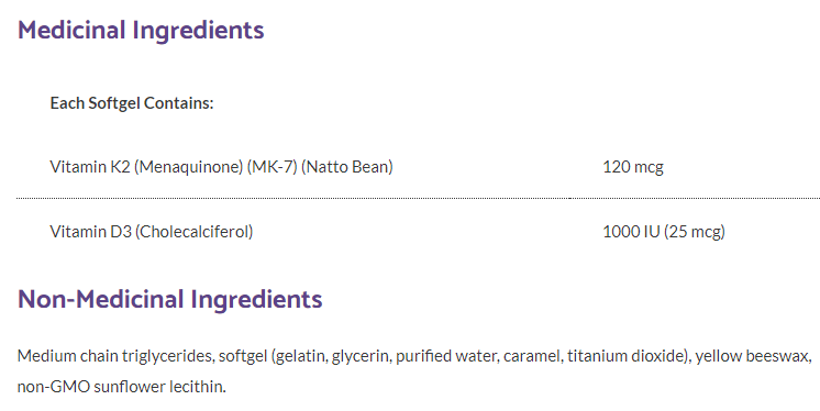 Vitamin D3 & K2 · 1000 IU D3 · 120 mcg K2